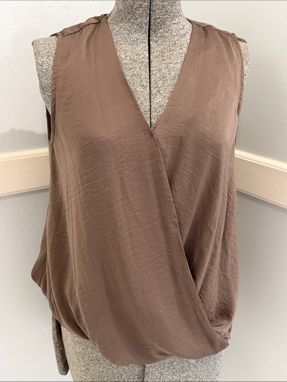 Kut from the Kloth Brown Wrap-Front Sleeveless Camisole
